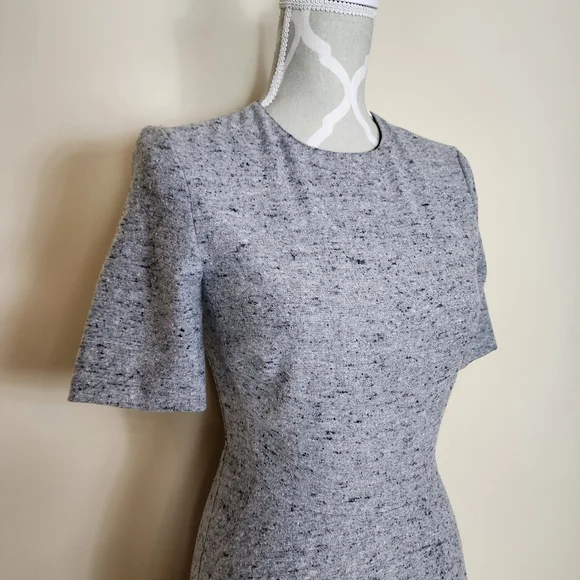 ZARA Speckled Mulberry Silk Wool Midi Dress Gray Woven A-line Dress XS - Picture 4 of 15